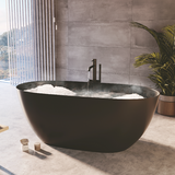 Arden fritstående badekar 1600x740mm, MAT SORT, Velsten støbemarmor to ryglæn u. overløb