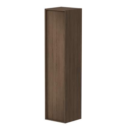 Skara 37cm høj skab i mørk egetræsfiner med integrerede greb i massiv eg. Sort inderside med soft-close