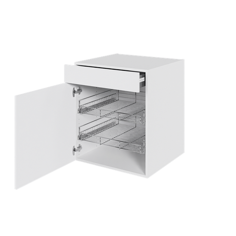 Multi-Living Køkken grydeskab i Hvid Front underskab H: 70,4 cm D: 60,0 cm - 2 udtræksriste 1 låge & 1 skuffe med fuldudtræk og softluk - Bredde: 60 cm