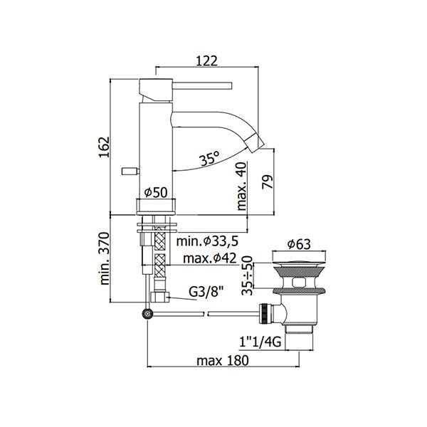 LIGRO ARMATUR TIL INDBYGGET VASKE, KROM