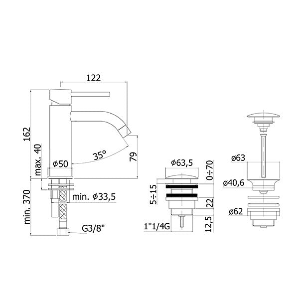 LIGRO ARMATUR TIL INDBYGGET VASK, BØRSTET NIKEL