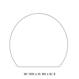 Semi rund spejl med baggrundsbelysning, 100x90 cm, uden sensor