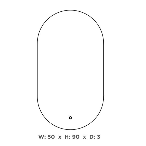 Ovalt spejl med baggrundsbelysning, 50x90 cm