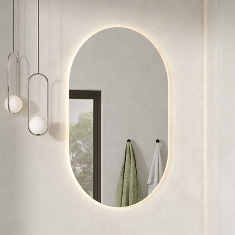 Ovalt spejl med baggrundsbelysning, 50x90 cm