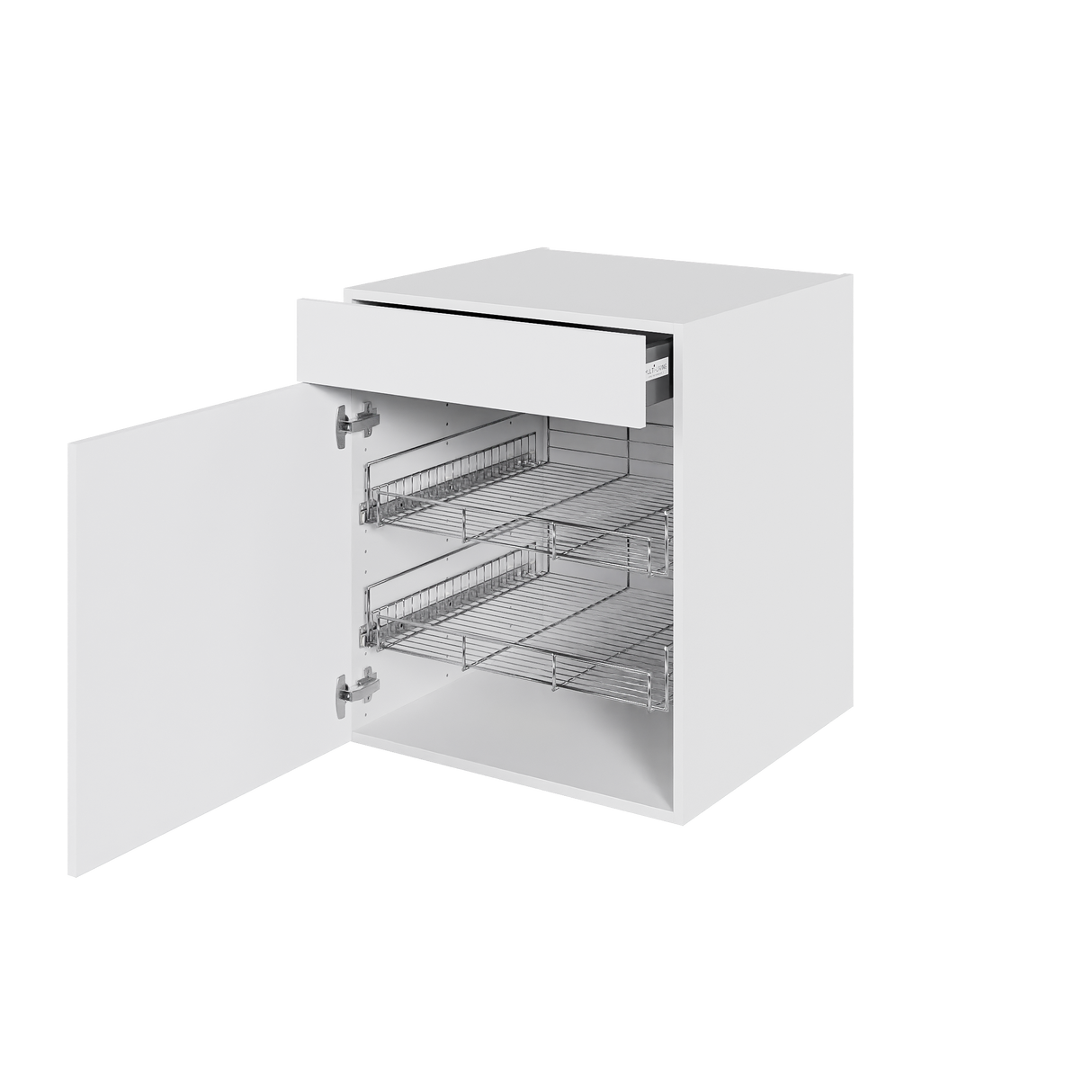 Multi-Living Køkken grydeskab i Hvid Front underskab H: 70,4 cm D: 60,0 cm - 2 udtræksriste 1 låge og 1 skuffe med deludtræk og softluk - Bredde: 60 cm