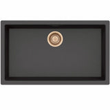 Amsterdam 72 komposit køkkenvask, Black Silvery m/kobber afløb