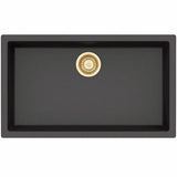 Amsterdam 72 komposit køkkenvask, Black Silvery m/messing afløb