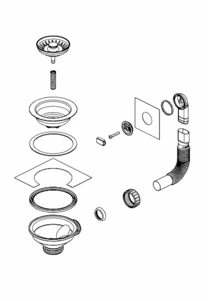 Skanitek Afløbssæt UX med rundt overløb i kunststof i hvid finish SK-A114HVK