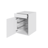 Multi-Living Køkken grydeskab i Hvid Front underskab H: 70,4 cm D: 60,0 cm - 2 udtræksriste 1 låge & 1 skuffe med fuldudtræk og softluk - Bredde: 50 cm