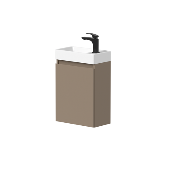 Amanda Plus vaskeskab 390 x213mm, cocoa brun, 1 låge, højre hængsler