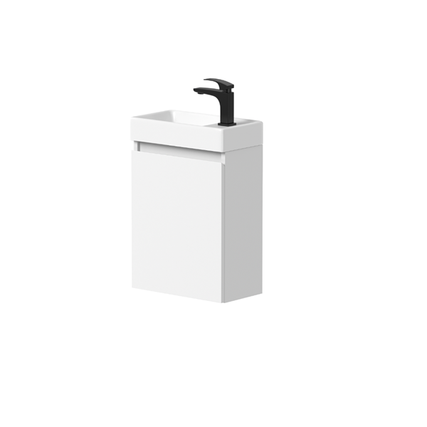 Amanda Plus vaskeskab 390 x213mm, blank hvid, 1 låge, højre hængsler