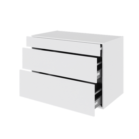 Multi-Living Køkken skuffeskab i Hvid Front H: 70,4 cm D: 60,0 cm - 3 skuffer fuldtudtræk og softluk - Bredde: 100 cm