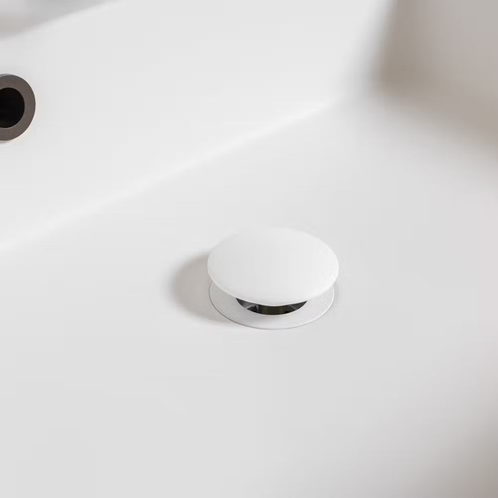 Bundventil til Solid Surface badbordplade - farve Arctic White