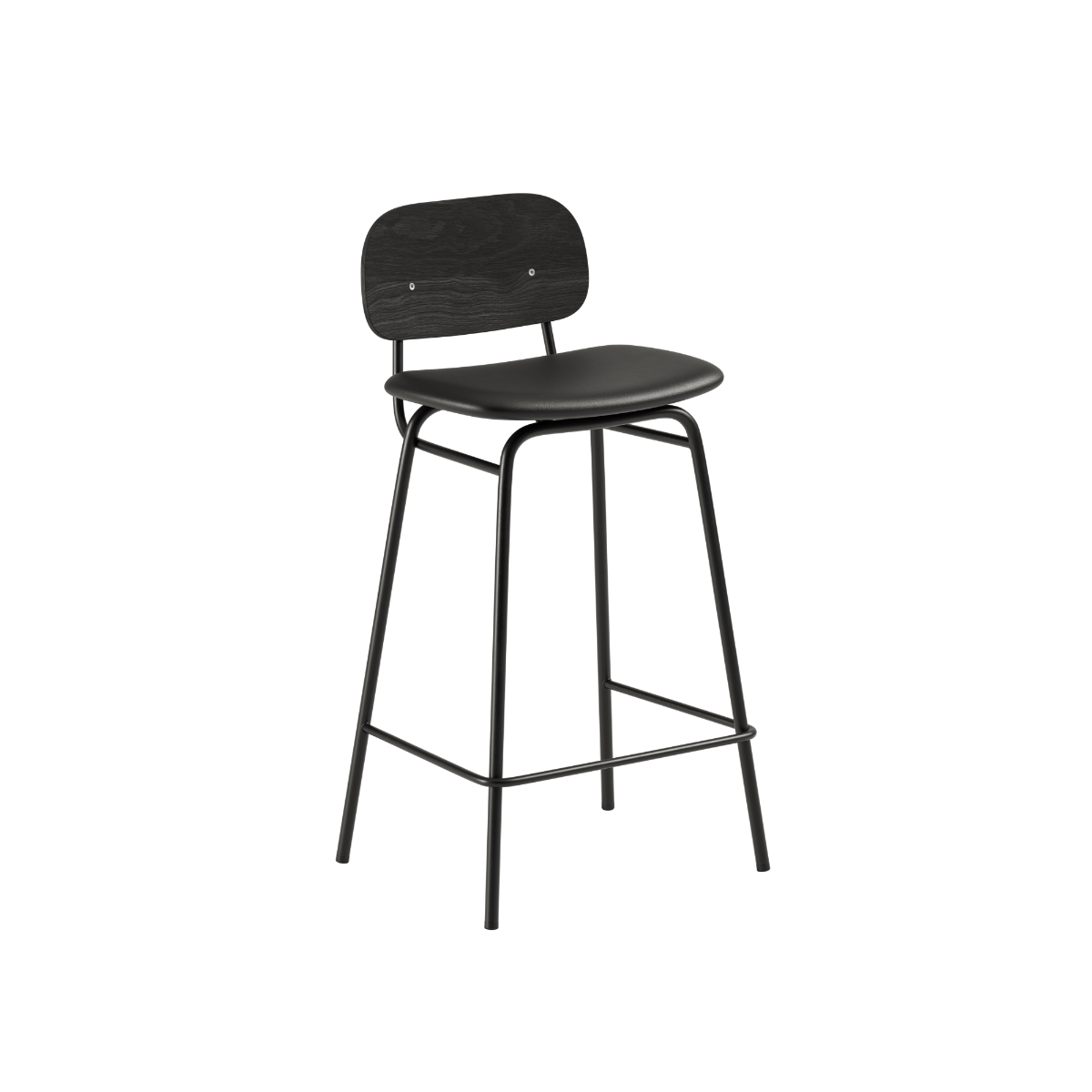 Frame Bar Stool - With backrest and Terra Black - 68 cm.