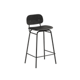 Frame Bar Stool - With backrest and Terra Black - 68 cm.