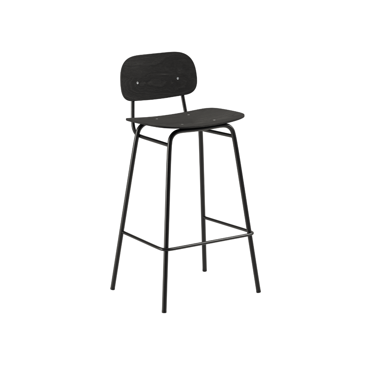 Frame Bar Stool - With backrest and Black Stained Oak - 73 cm.
