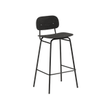 Frame Bar Stool - With backrest and Black Stained Oak - 73 cm.
