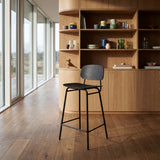 Frame Bar Stool - With backrest and Black Stained Oak - 73 cm.