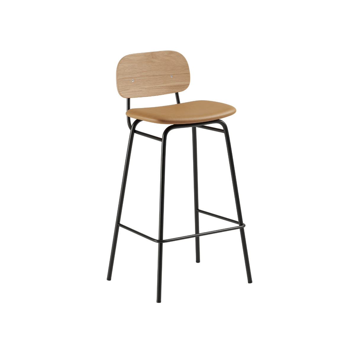 Frame Bar Stool - With backrest and Terra Safari leather - 73 cm.