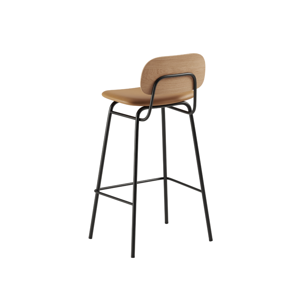 Frame Bar Stool - With backrest and Terra Safari leather - 73 cm.