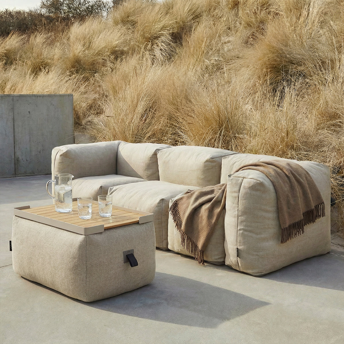 Soft Sofa Outdoor Pouf, Kirra Sand