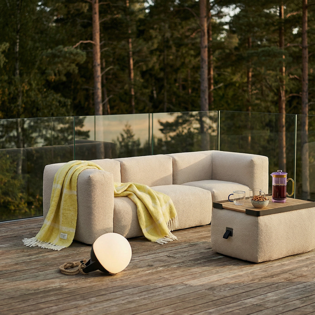 Soft Sofa Outdoor Pouf, Boucle Beige