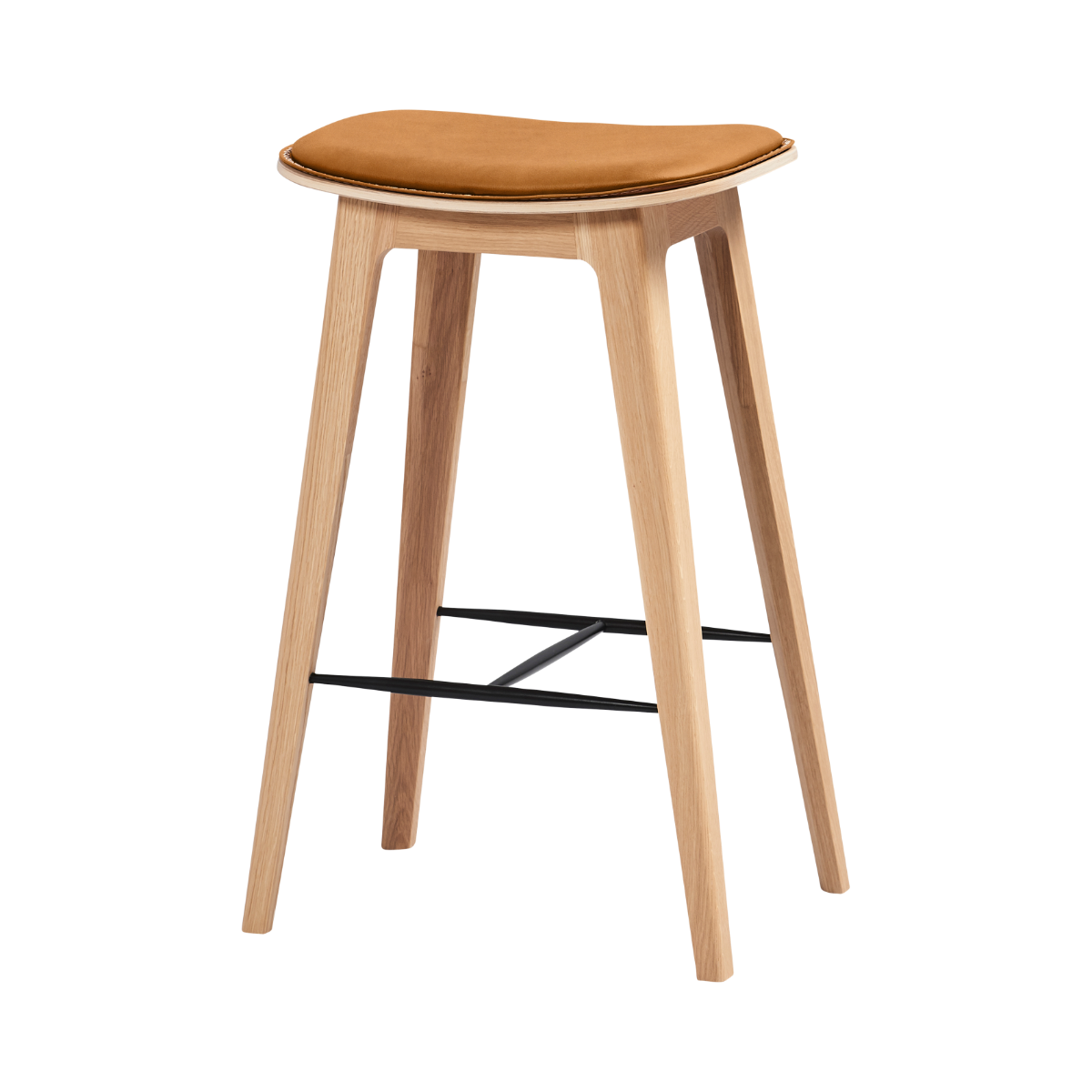 Nordic Bar Stool - Oak with stitches - Luna Sandstone - 73 cm
