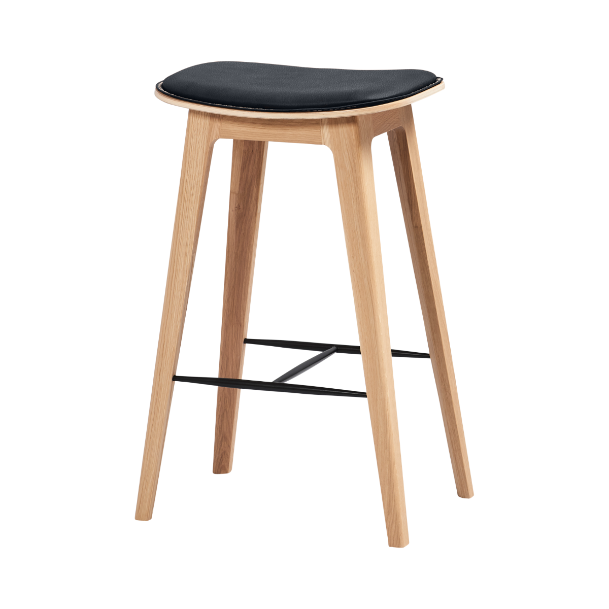 Nordic Bar Stool - Oak with stitches - Terra Black - 73 cm