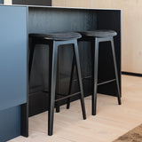 Nordic Bar Stool - Black Stained Oak with stitches - Luna Carbon - 73 cm