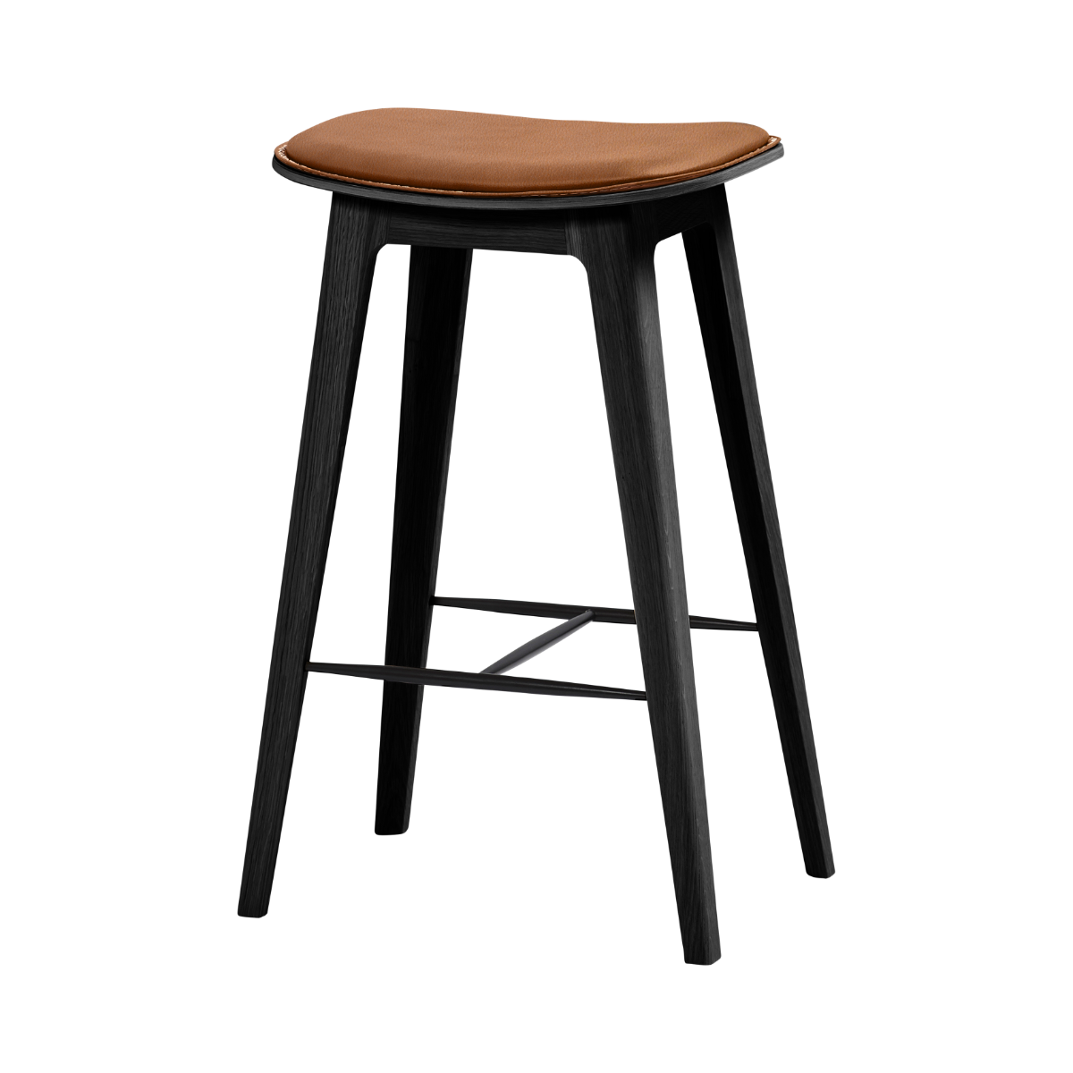 Nordic Bar Stool - Black Stained Oak with stitches - Terra Safari - 73 cm