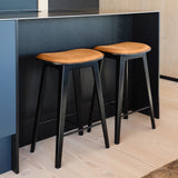 Nordic Bar Stool - Black Stained Oak with stitches - Luna Sandstone - 68 cm