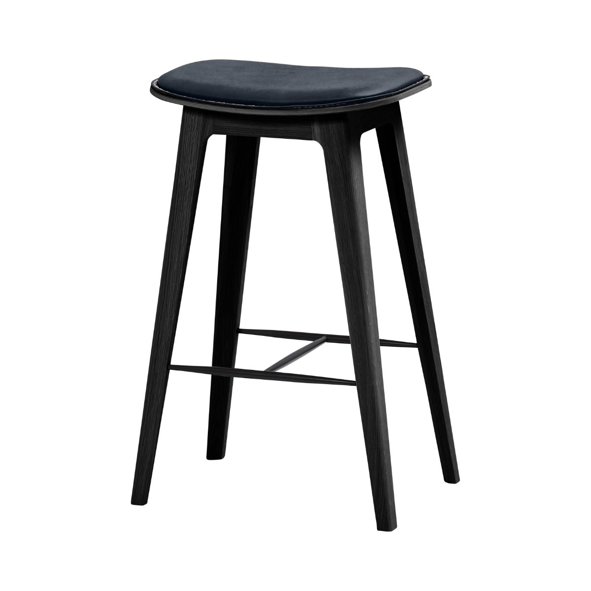 Nordic Bar Stool - Black Stained Oak with stitches - Luna Carbon - 68 cm