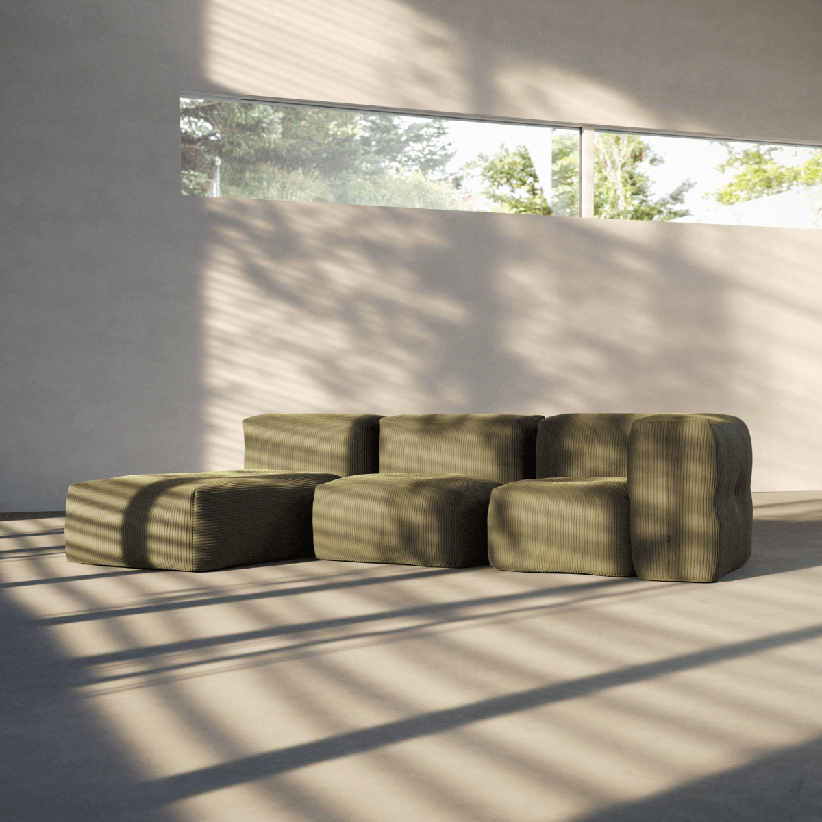 Soft Sofa Indoor - Lounger Corduroy Olive