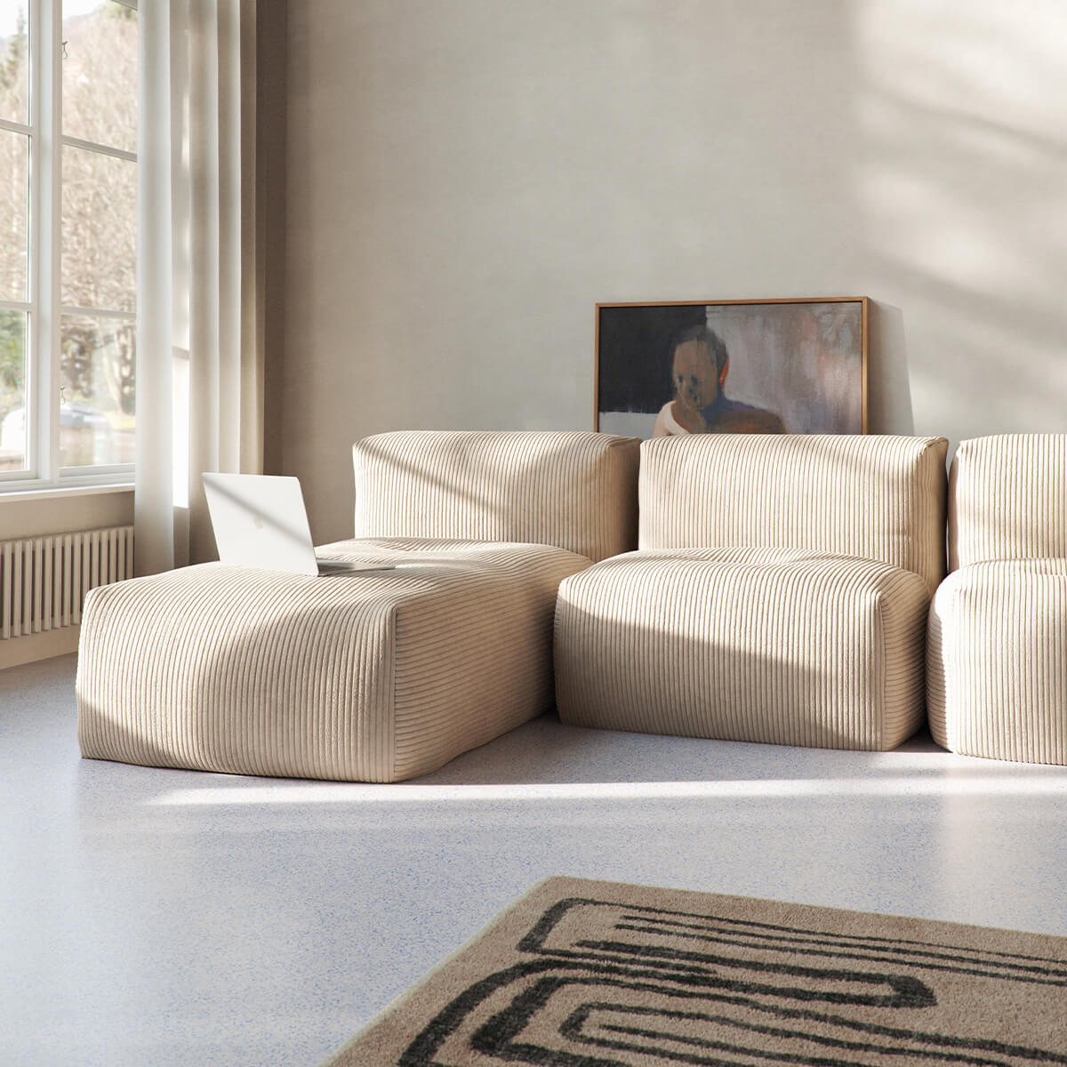 Soft Sofa Indoor - Seat Corduroy Beige