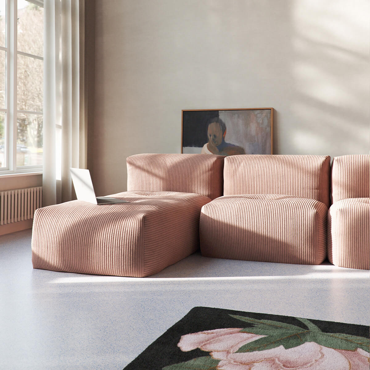 Soft Sofa Indoor - Seat Corduroy Rose