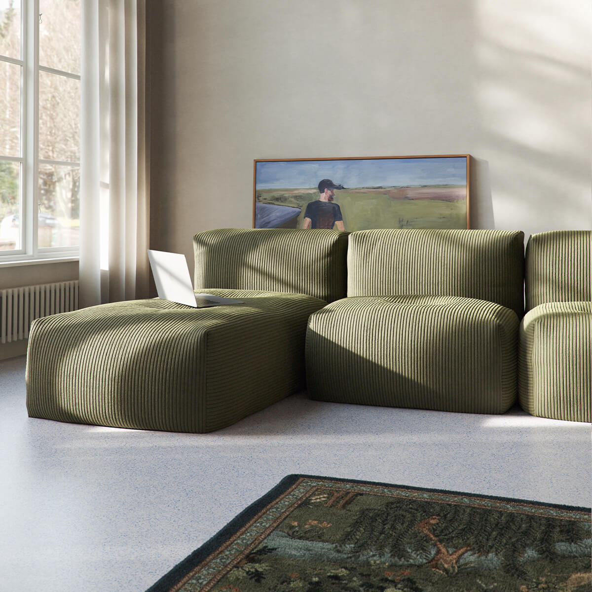 Soft Sofa Indoor - Seat Corduroy Olive