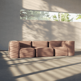 Soft Sofa Indoor - Corner Section Corduroy Rose
