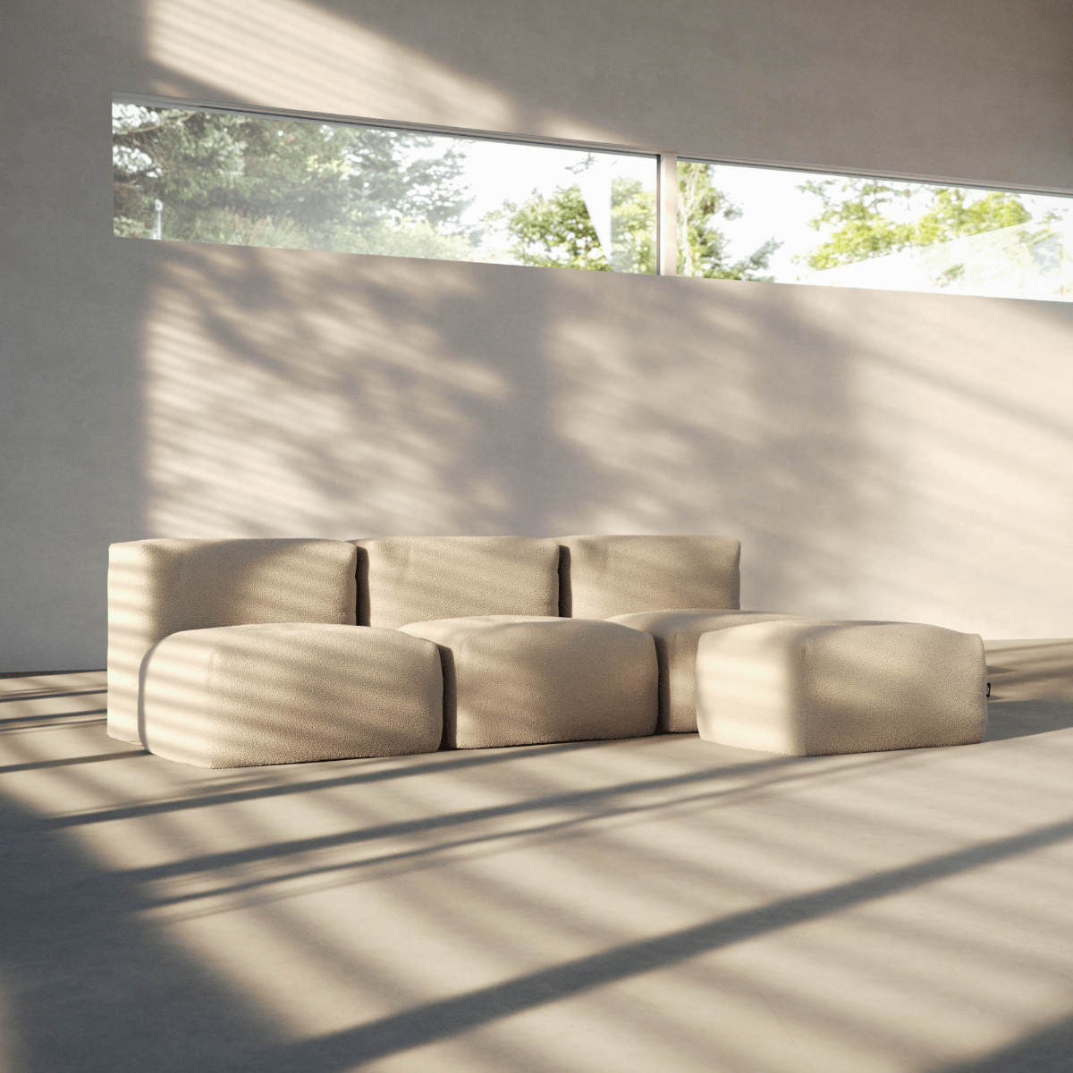 Soft Sofa Indoor - Pouf Teddy Beige