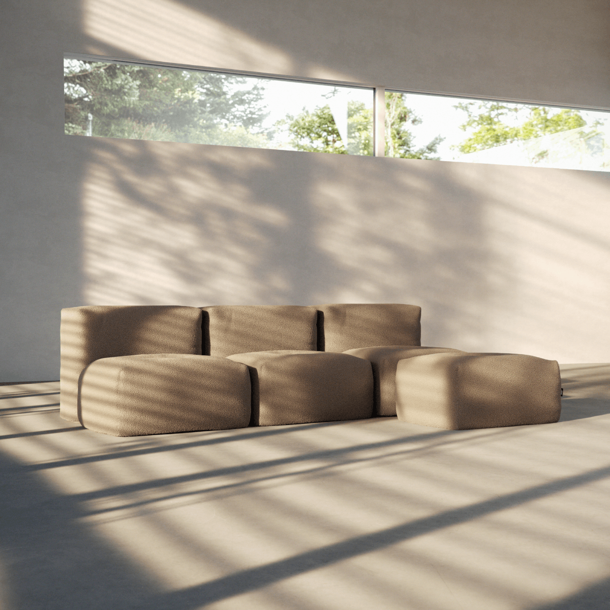 Soft Sofa Indoor - Pouf Teddy Brown