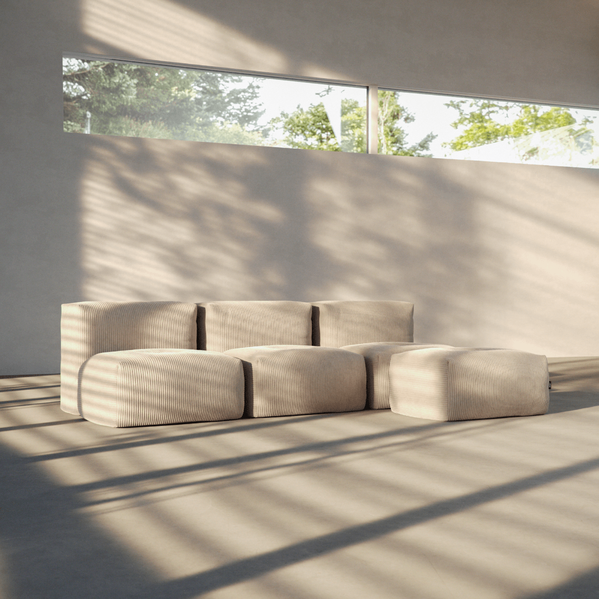 Soft Sofa Indoor - Pouf Corduroy Beige