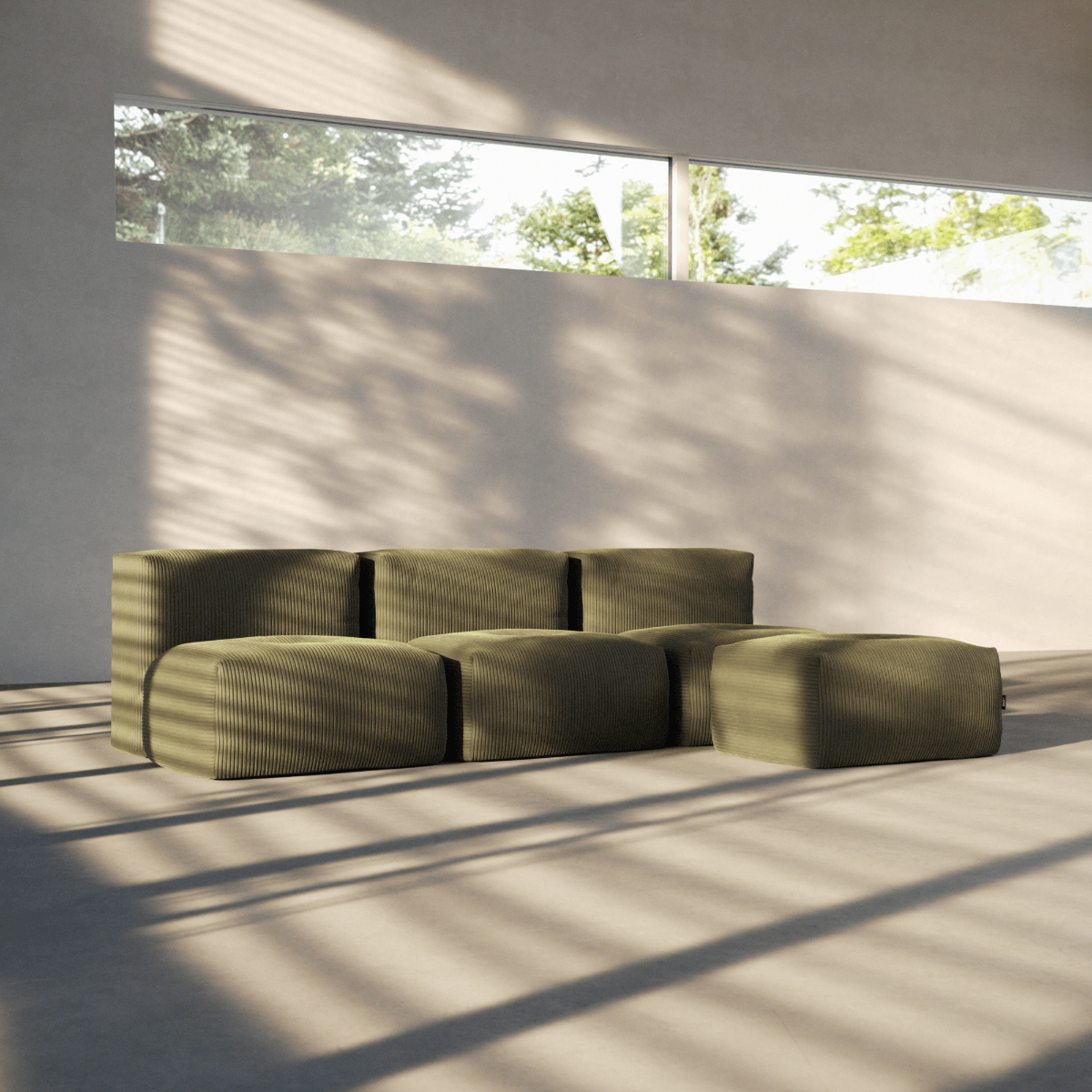 Soft Sofa Indoor - Pouf Corduroy Olive