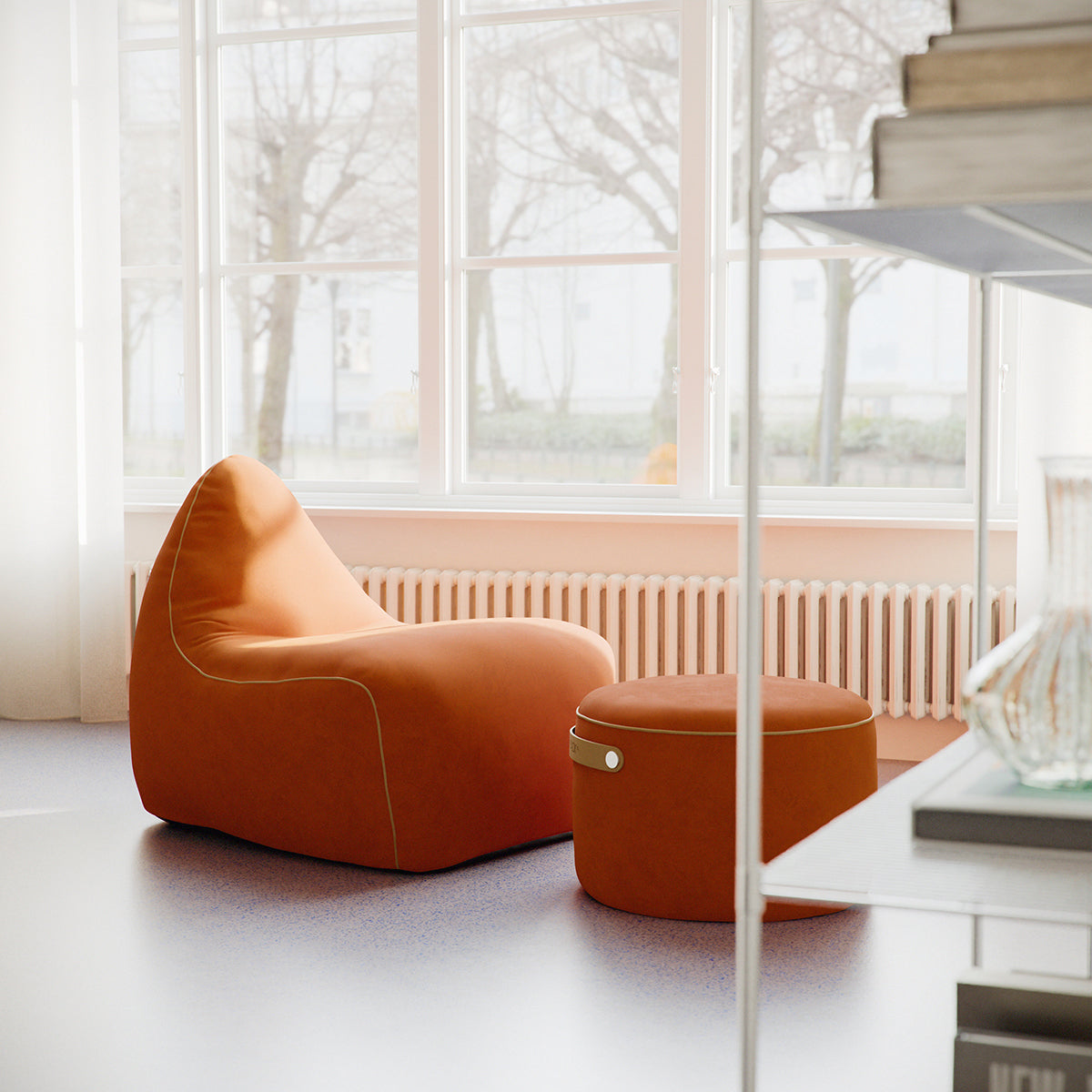 sackit Pouf Indoor - Orange Jaquard
