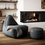 Canvas Lounge Chair & Pouf Petrol