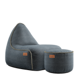 Canvas Lounge Chair & Pouf Petrol