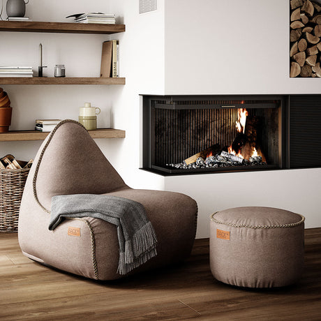 Canvas Lounge Chair & Pouf Sand