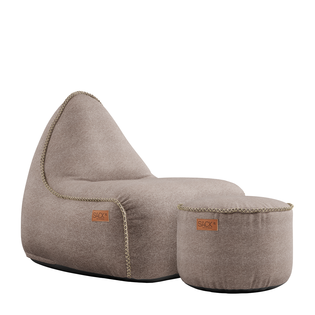 Canvas Lounge Chair & Pouf Sand