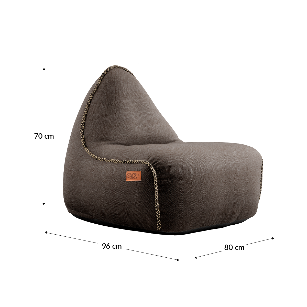 Canvas Lounge Chair & Pouf Brown