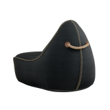 Canvas Lounge Chair & Pouf Black
