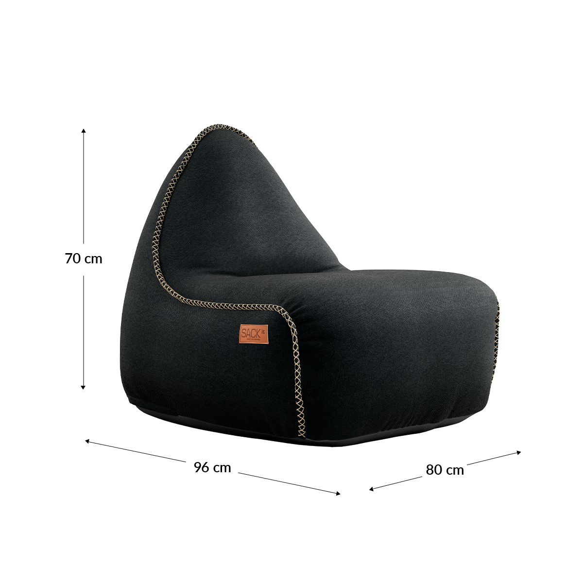 Canvas Lounge Chair & Pouf Black