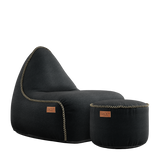Canvas Lounge Chair & Pouf Black
